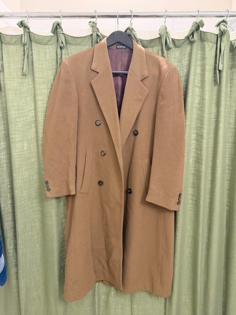 Vintage Strathmore Men's Double-Breasted Camel Wool Overcoat